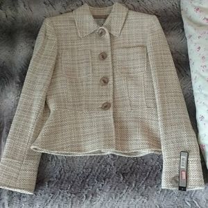 Tahari Jacket 2 petite tan/white